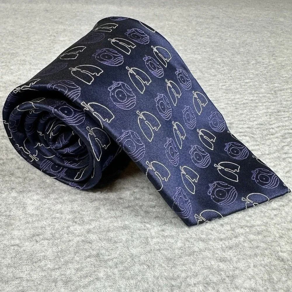 GSK GlaxoSmithKline Promotional Navy Silk Tie‎ Pulmonary Pharma Motif